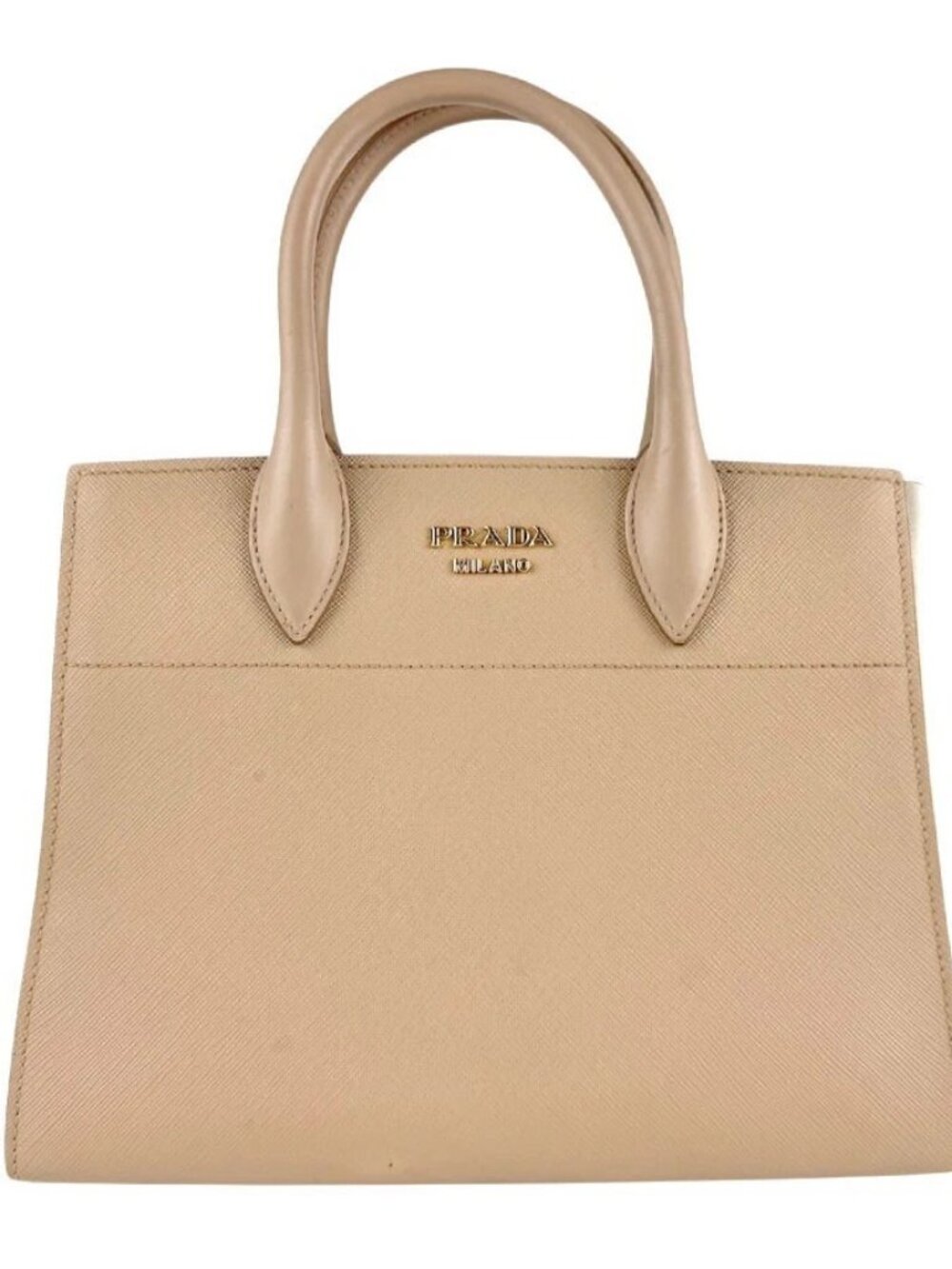 Auth PRADA Handbag Shoulder Bag Beige/Off White Leather/Goldtone - z7839